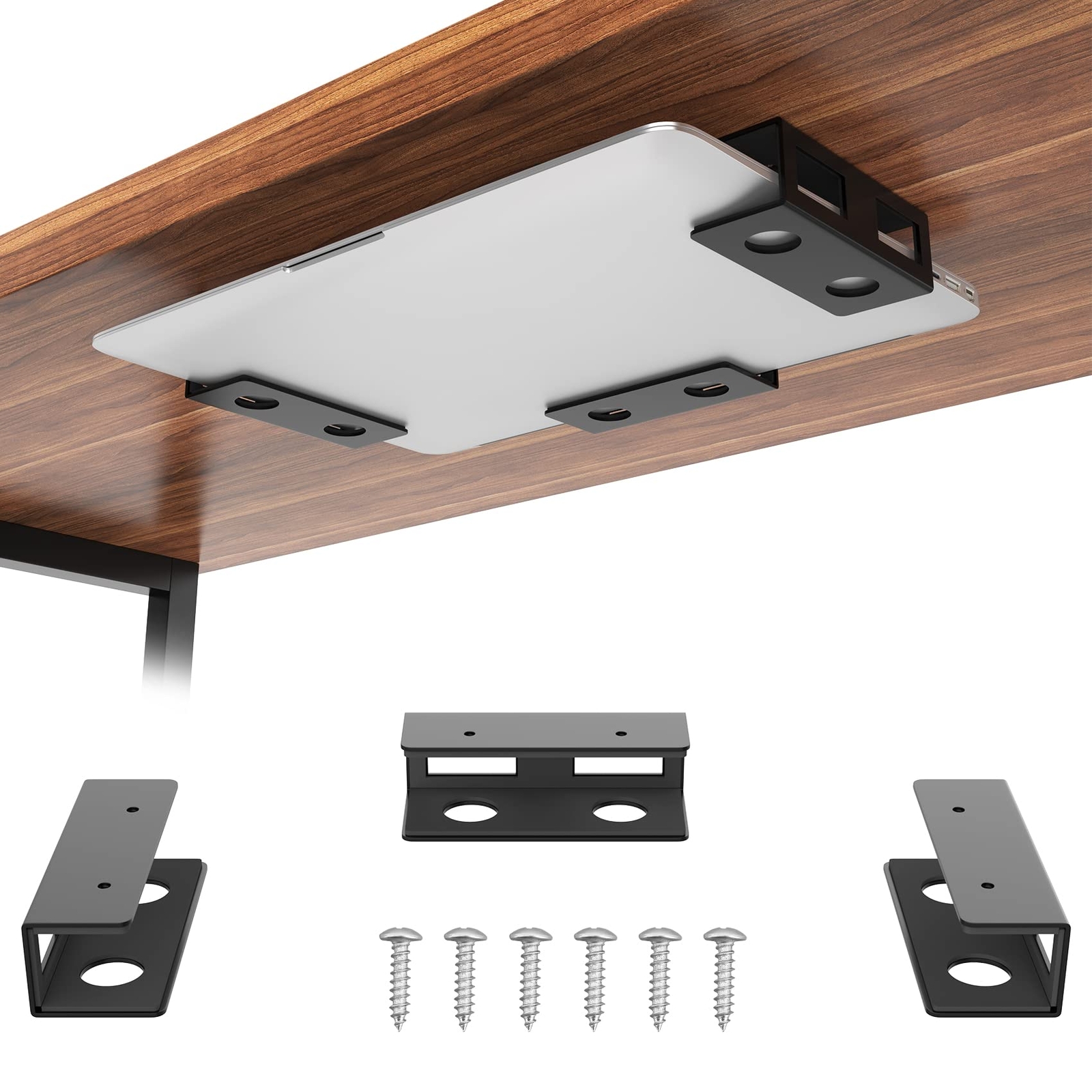 Under Desk Laptop Mount Metal Bracket w/Felt Board Holder Shelf w/Screws