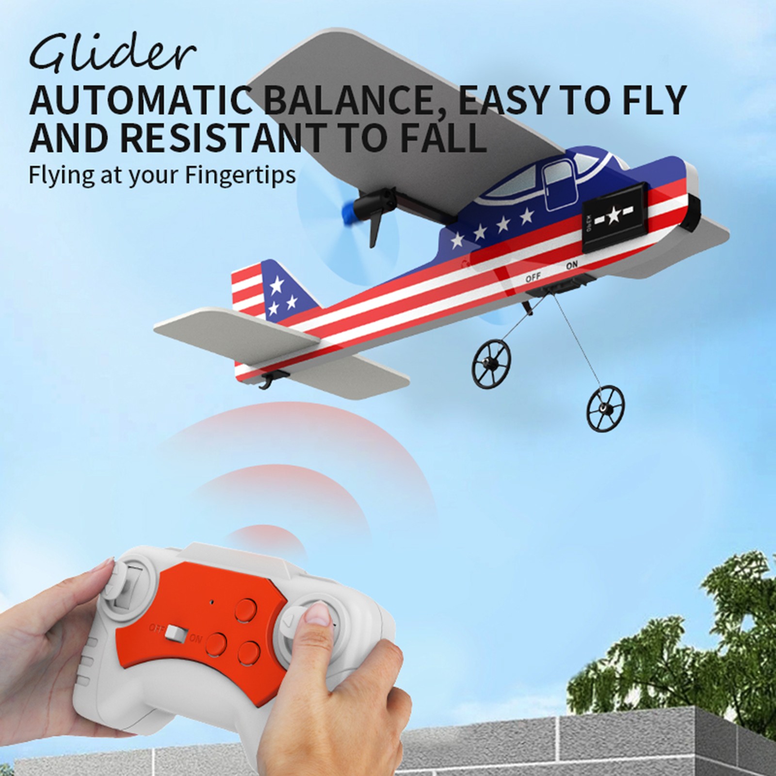 KF800 2.4G Remote Control Glider w/ Cool Light Plane Flying Airplane Toy Red🛩️