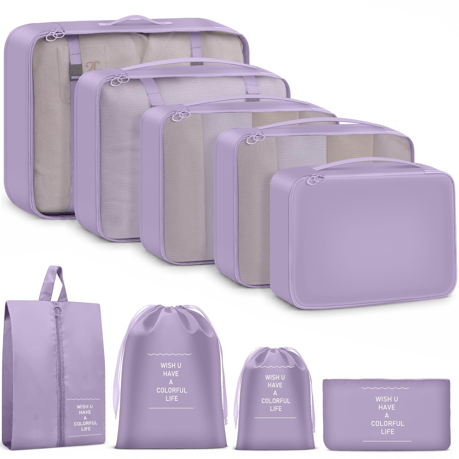 9 Set Packing Cubes for Travel Essentials - Lightweight Carry-On Luggage Orga...