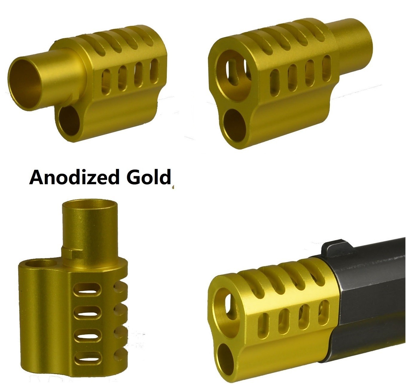 1911 Muzzle Brake Compensator .45 ACP A Style, Anodized Gold
