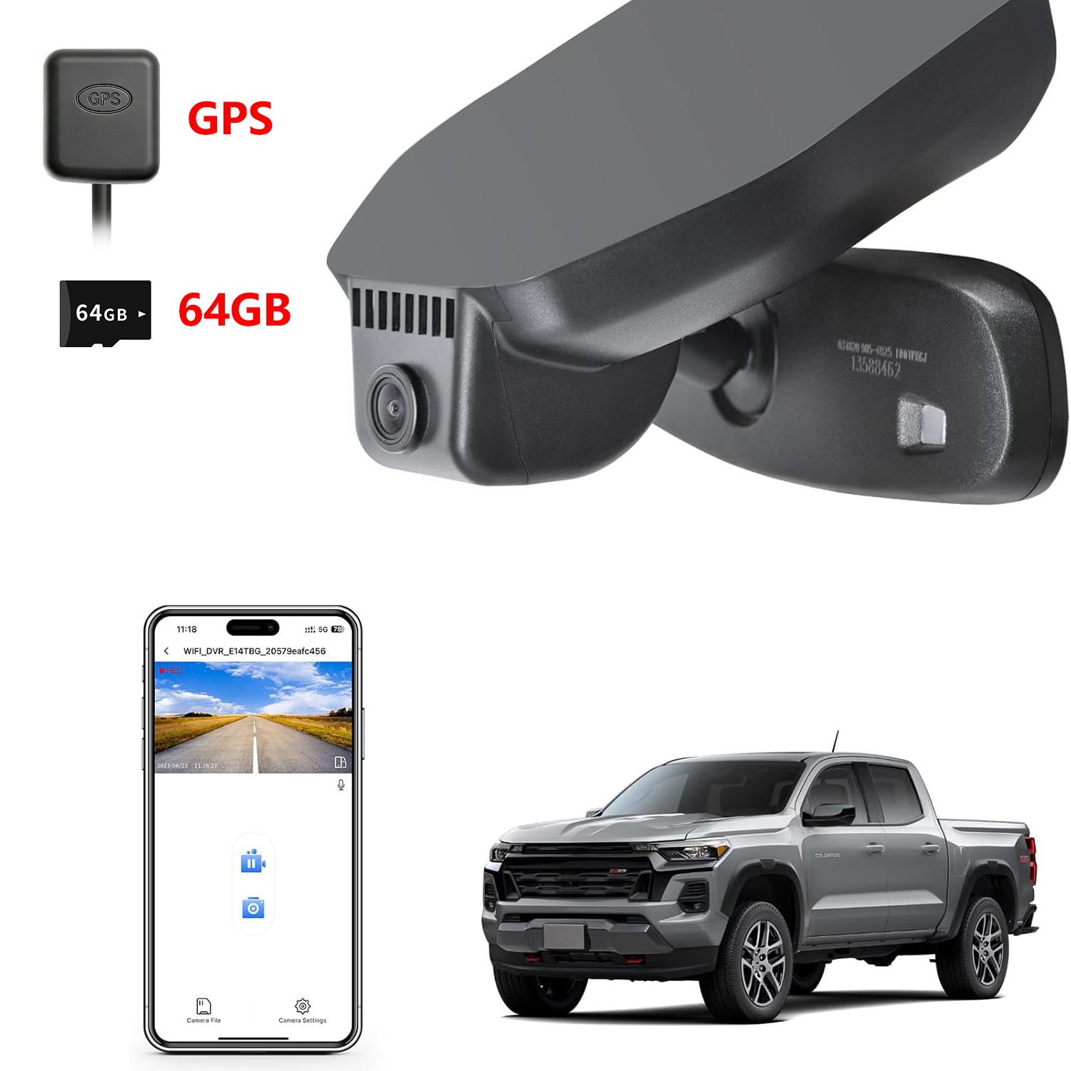 Mangoal 4K Dashcam Custom for Chevy Colorado 2023-2026 OEM Look Model B 64GB GPS