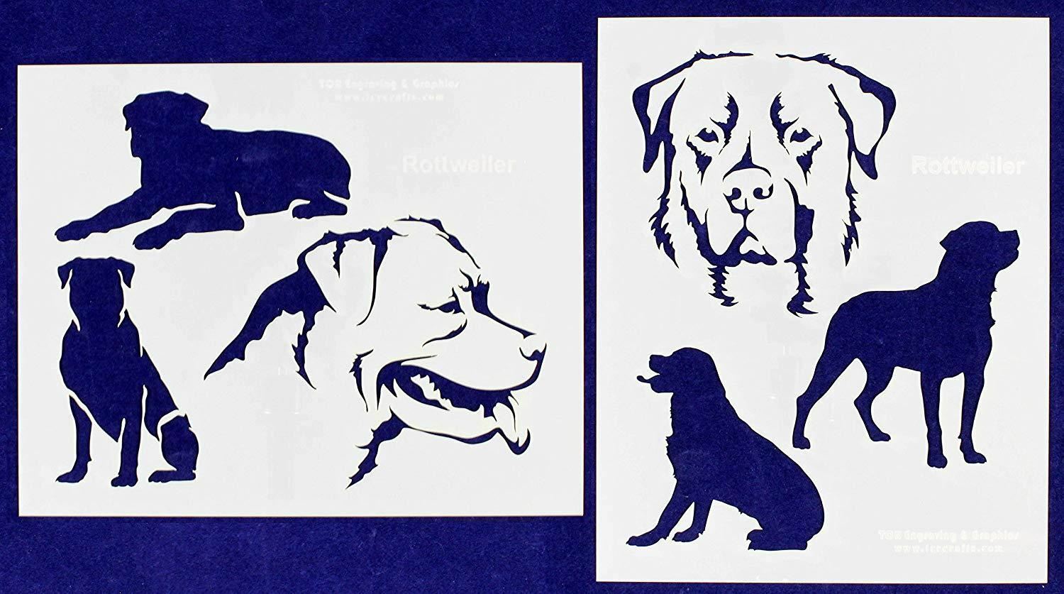 Rottweiler Dog Stencils-Mylar 2 Pieces of 14 Mil 8 X 10 Inches