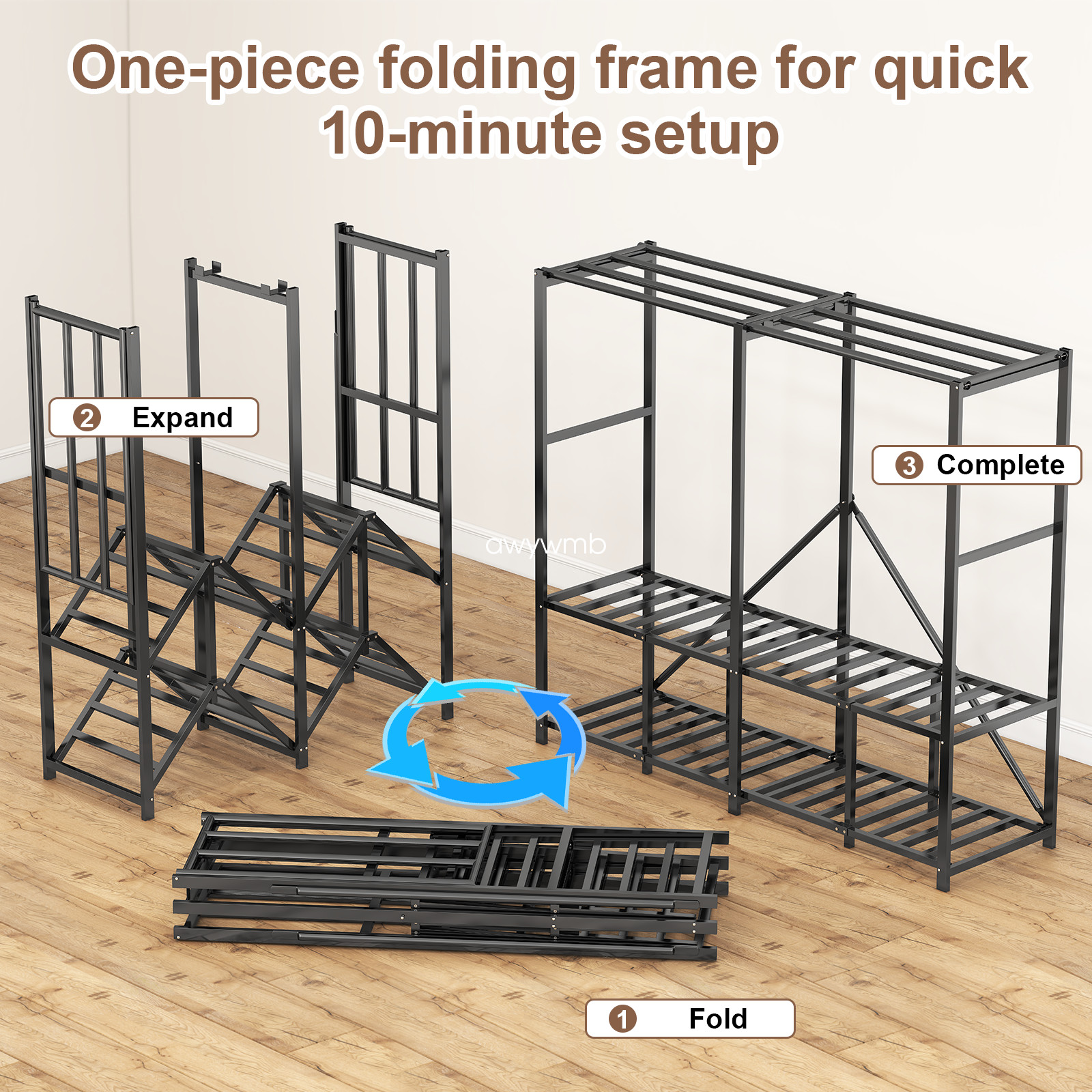 Portable Closet Wardrobe,Wardrobe Closet Organizer w/ Oxford Cloth Fabric Cover