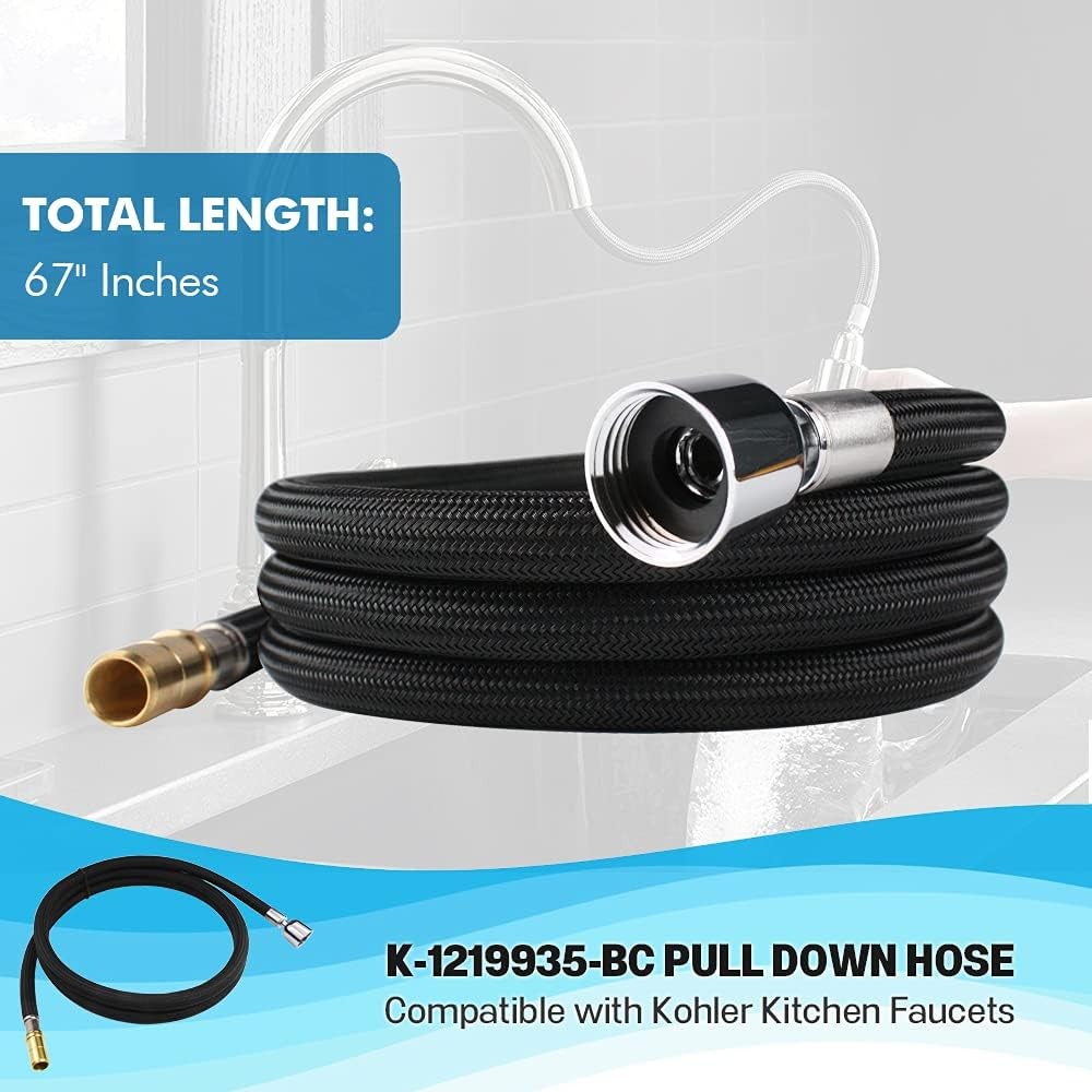 67" Inches Pull Down Hose, Bright Chrome Finish