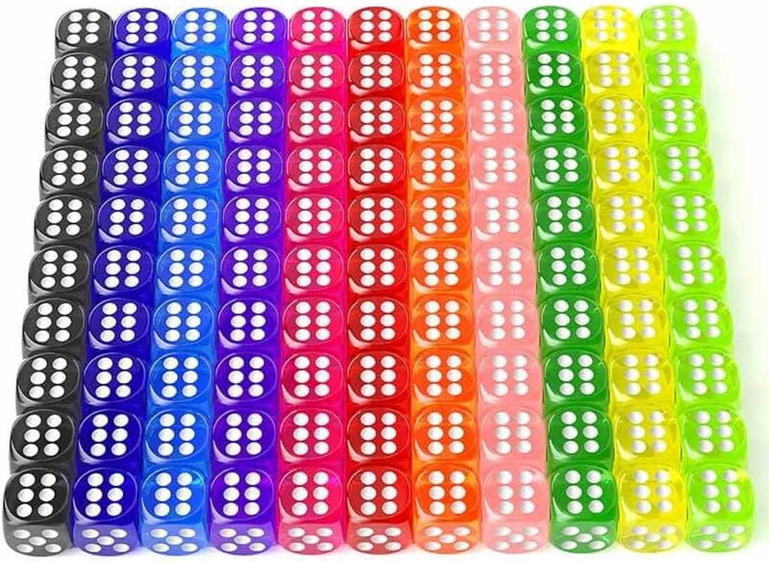 110 Piece Colored Dice Set, 6-Sided Bulk Dice for Classroom and Board Games