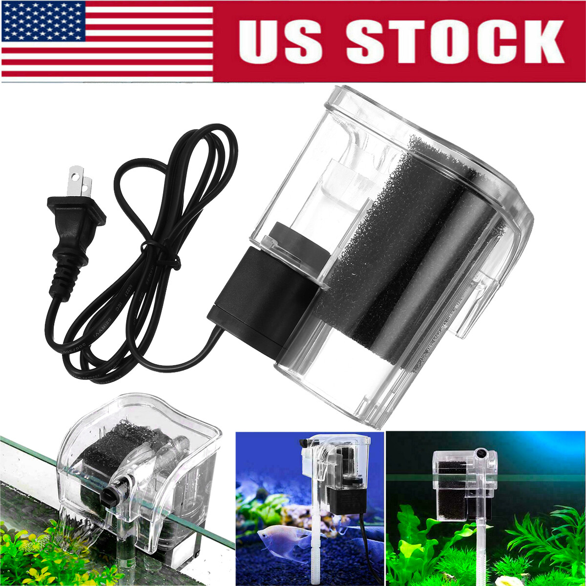 Mini Waterfall Hang On External Oxygen Pump Water Filter for Aquarium Fish Tank