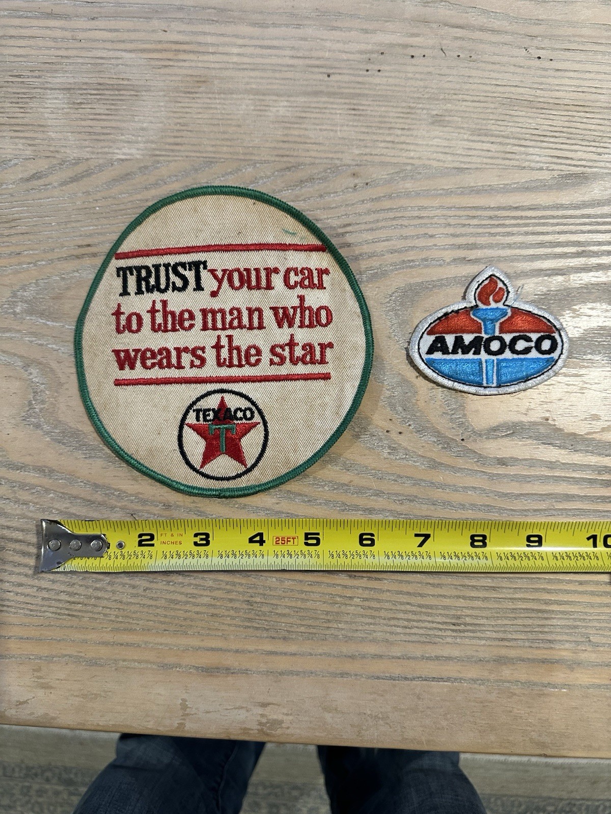 VTG  2 Lot Large Texaco Gas Gasoline Station Advertisement Patch 6 Inches