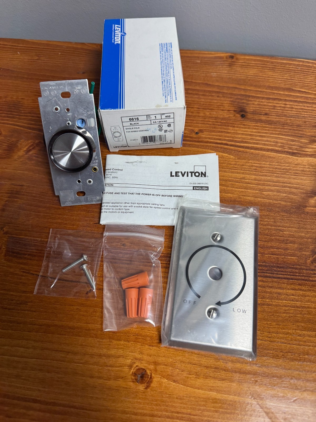 Leviton Black Fan Speed Control 5 AMP Single Pole 6616 (5A-120VAC) New NOS