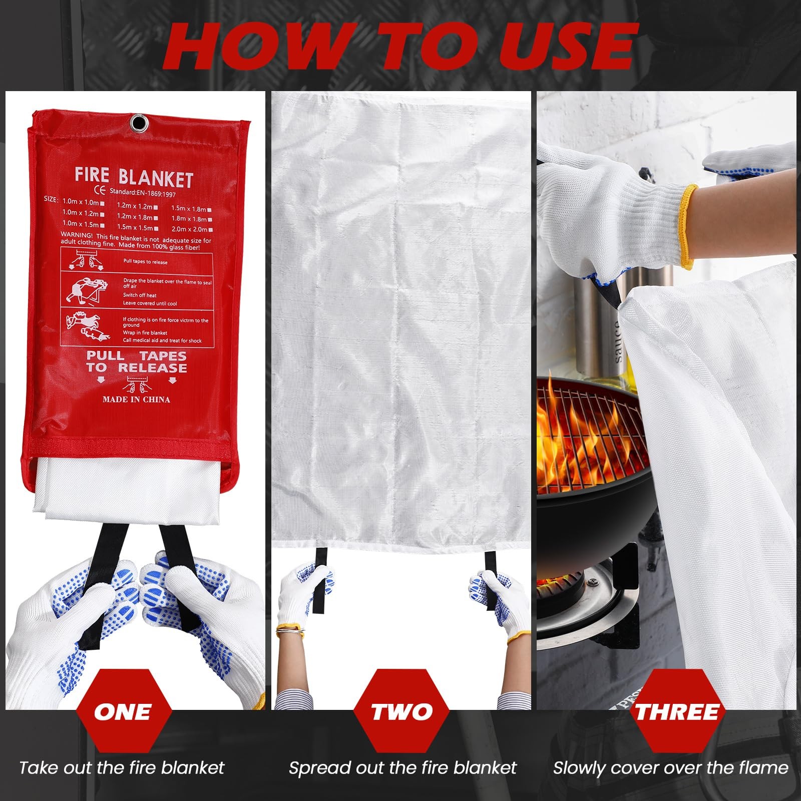 Copkim 6 Sets Emergency Fire Blanket for Home Suppression Thermal Blankets with
