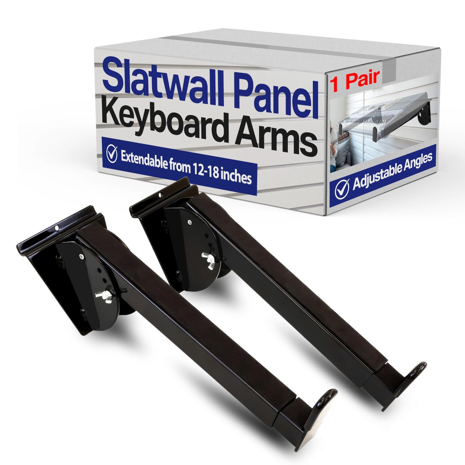 Victory Display Heavy-Duty Steel Slatwall Panel Keyboard arms (1-Pair), Teles...