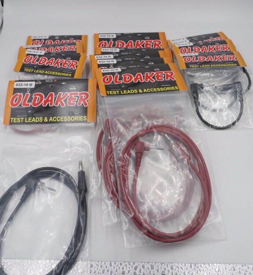 Lot of (14) OLDAKER Test Leads 532-10B 769-10 6" B 769-10 6" R New Sealed
