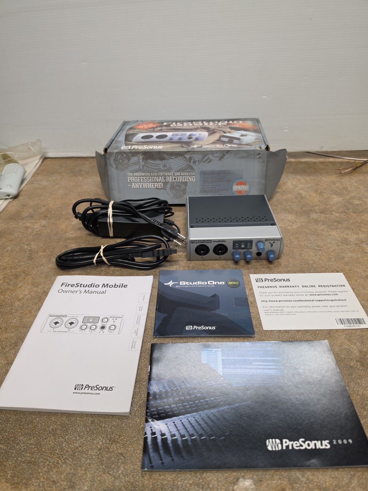 PreSonus FireStudio Mobile 10x6 FireWire Recording, Manual. Disc , Power Supply