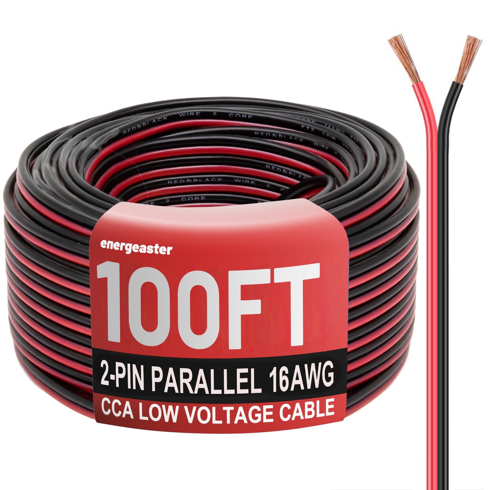 Energeaster 16 Gauge Wire 16AWG Automotive Electrical Wire 100FT 2 Conductor ...