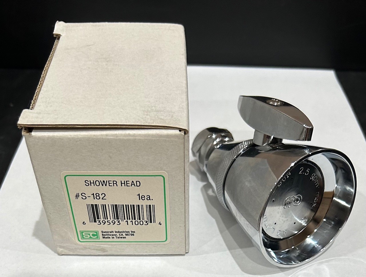 Suncraft S-182 Adjustable Shower Head 2-1/4" Face Chrome Plated Brass w/T-Handle