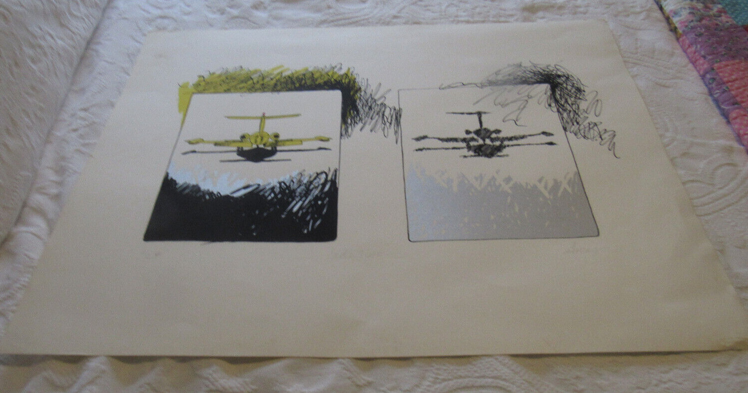 Joyce Arons Serigraph of Plane "Side Two"; 23 inch x 29 inch, LARGE