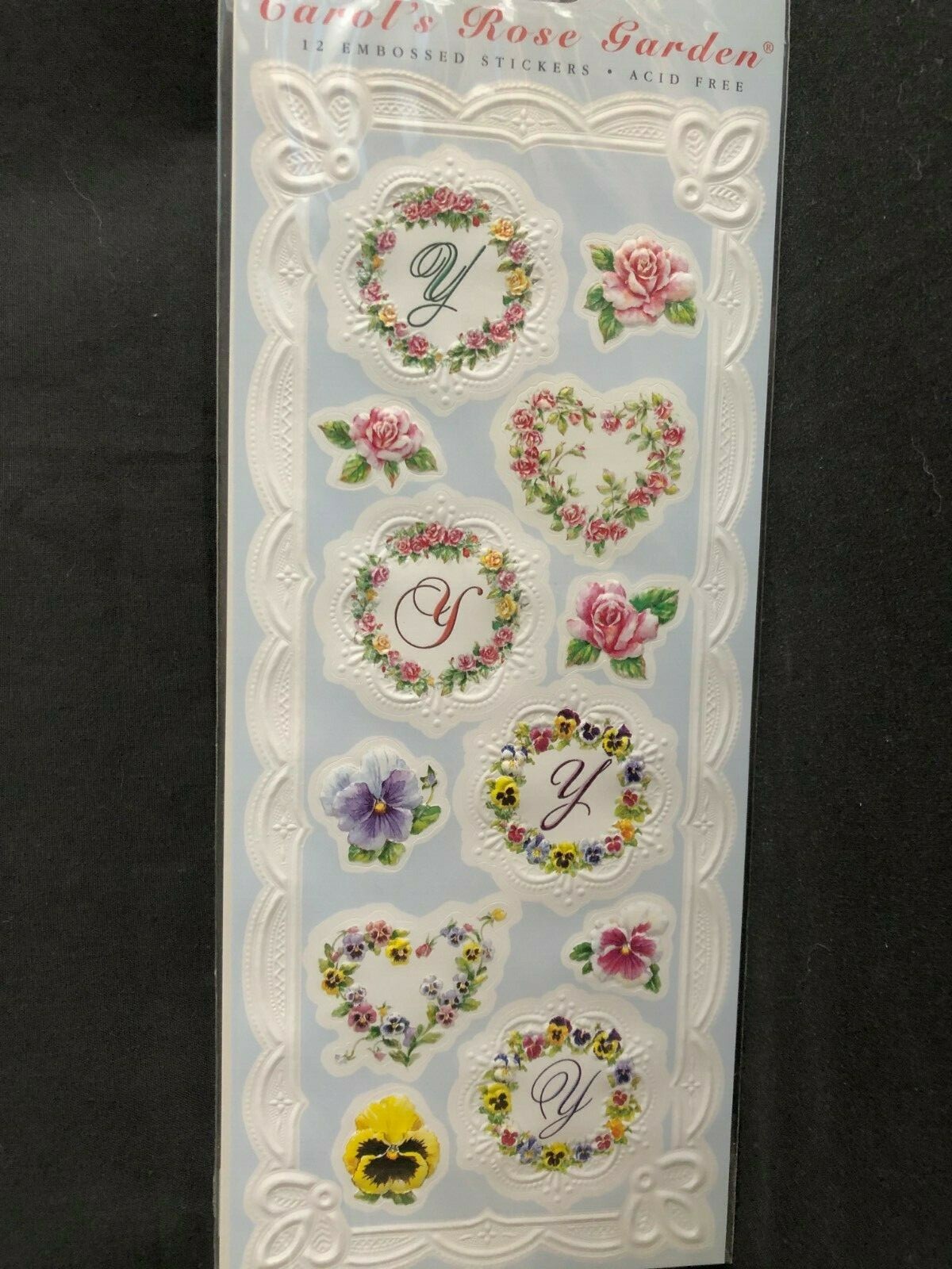 CAROL WILSON FINE ARTS - CAROL'S ROSE GARDEN EMBOSSED STICKERS - CHOOSE INITIAL