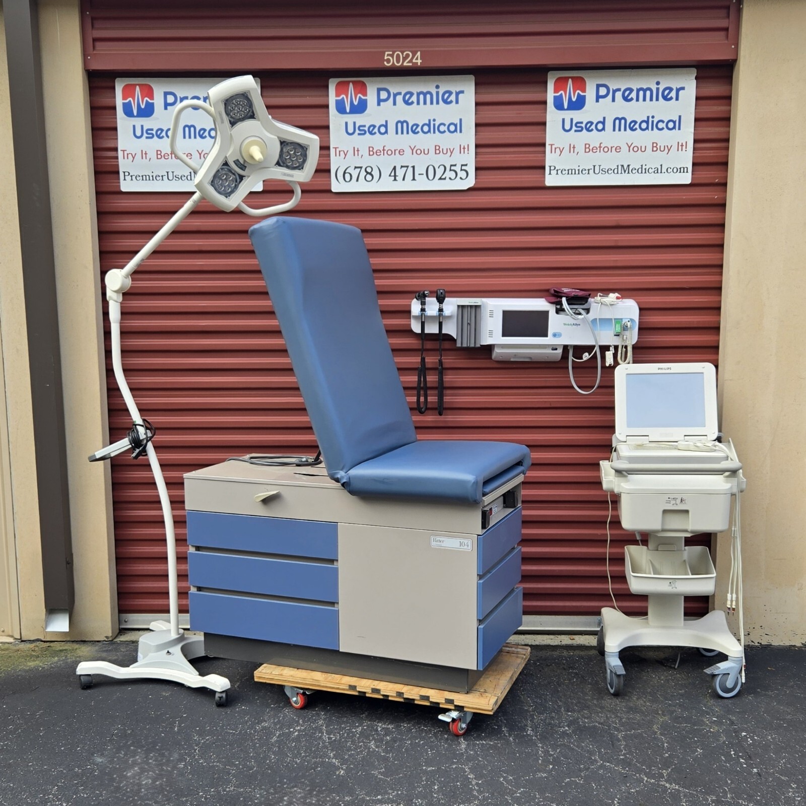Exam Table Ritter Midmark 104 Tan Shell New Blue Uphlstry *Premier Used Medical*