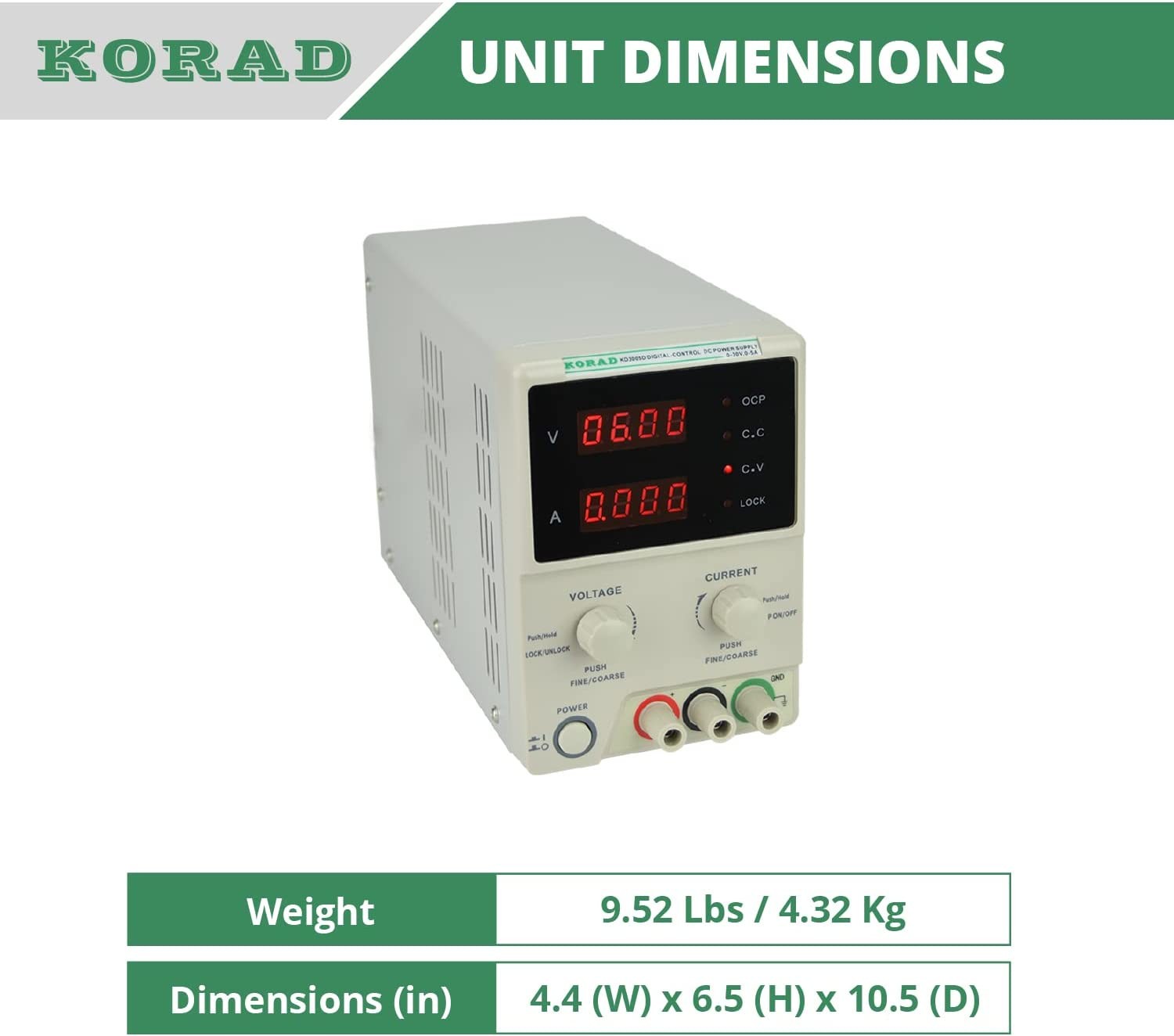 KORAD KD3005D - Precision Variable Adjustable 30V, 5A DC Linear Power Supply Dig