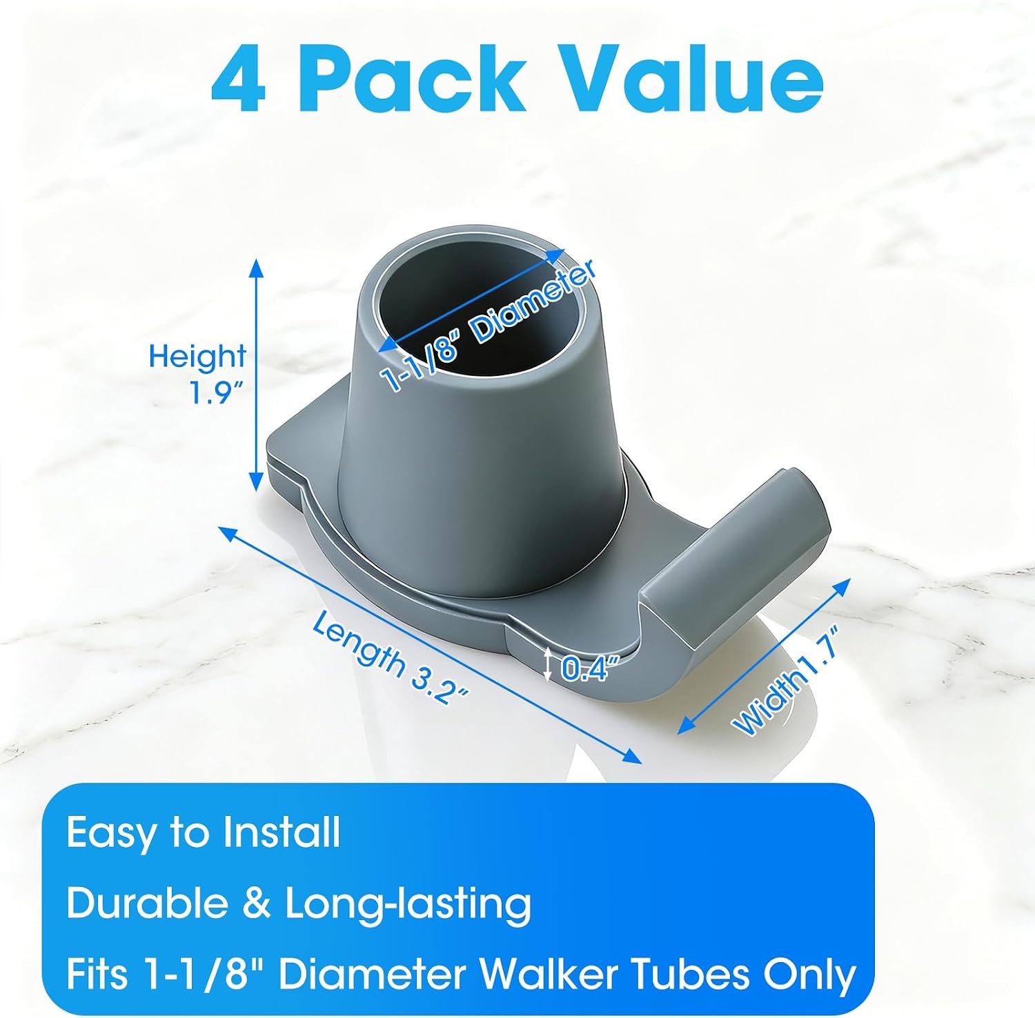 4 Pack Walker Skis Glides – Universal Sliders for Folding Walkers, Ideal Mobilit