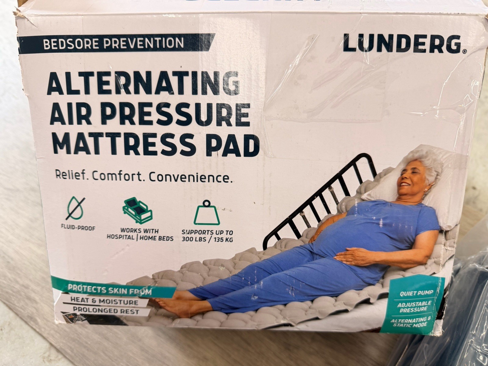 Lunderg Alternating Air Pressure Mattress Pad Pressure Ulcer Prevention NEW OPEN