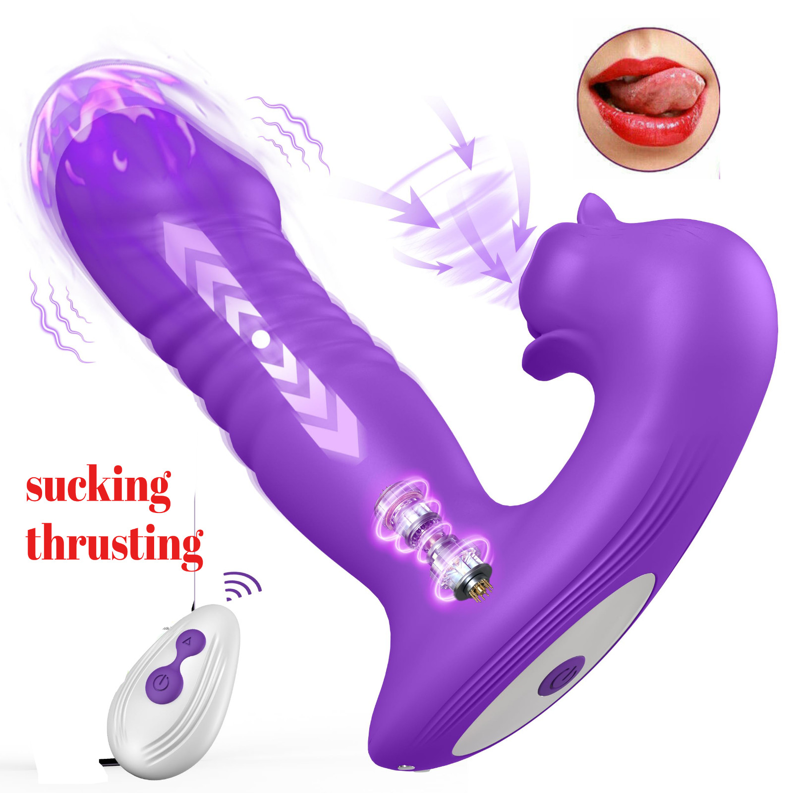 Oral Clit Licking Vibrator G-Spot Sucking Dildo Adult Sex Toys for Women US