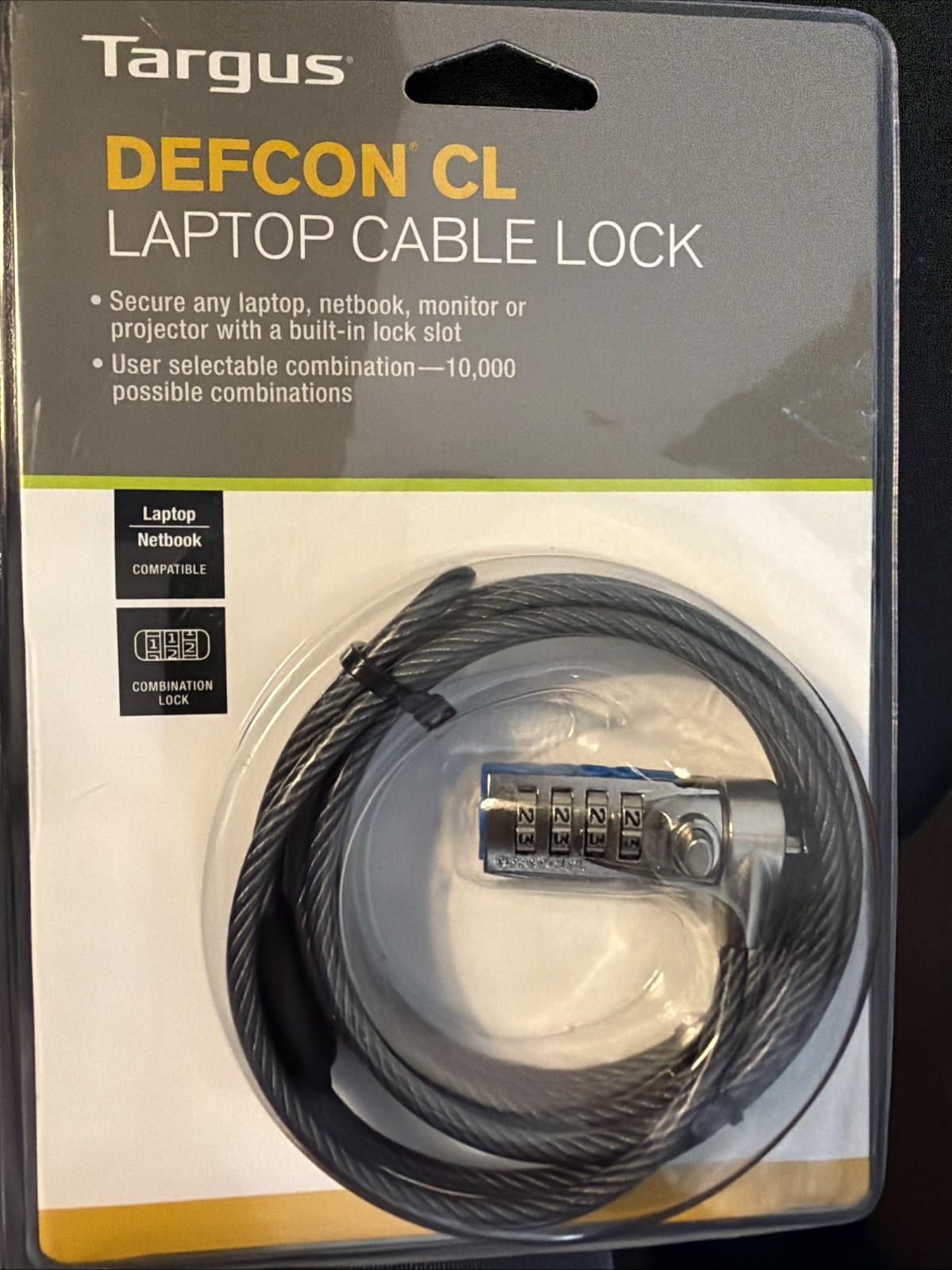 Targus - DEFCON CL Laptop Cable Lock - Combination Lock - 6.5 Feet