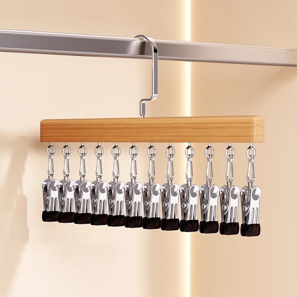 Hanging Closet Organizer with 12 Clips Suitable for Pants Skirts Belts and More