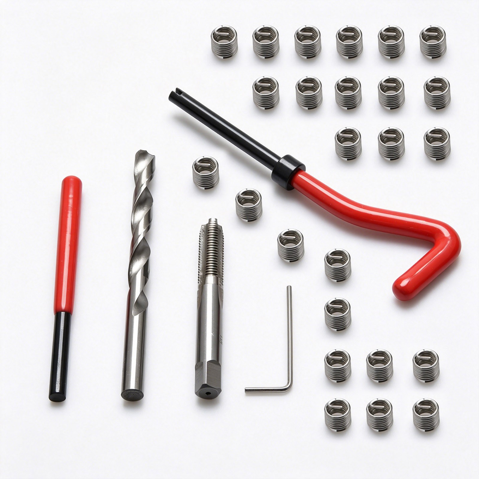 25pc M8 x 1.25 Thread Repair Kit Stainless Steel Insert Set HSS Tap Drill Bit