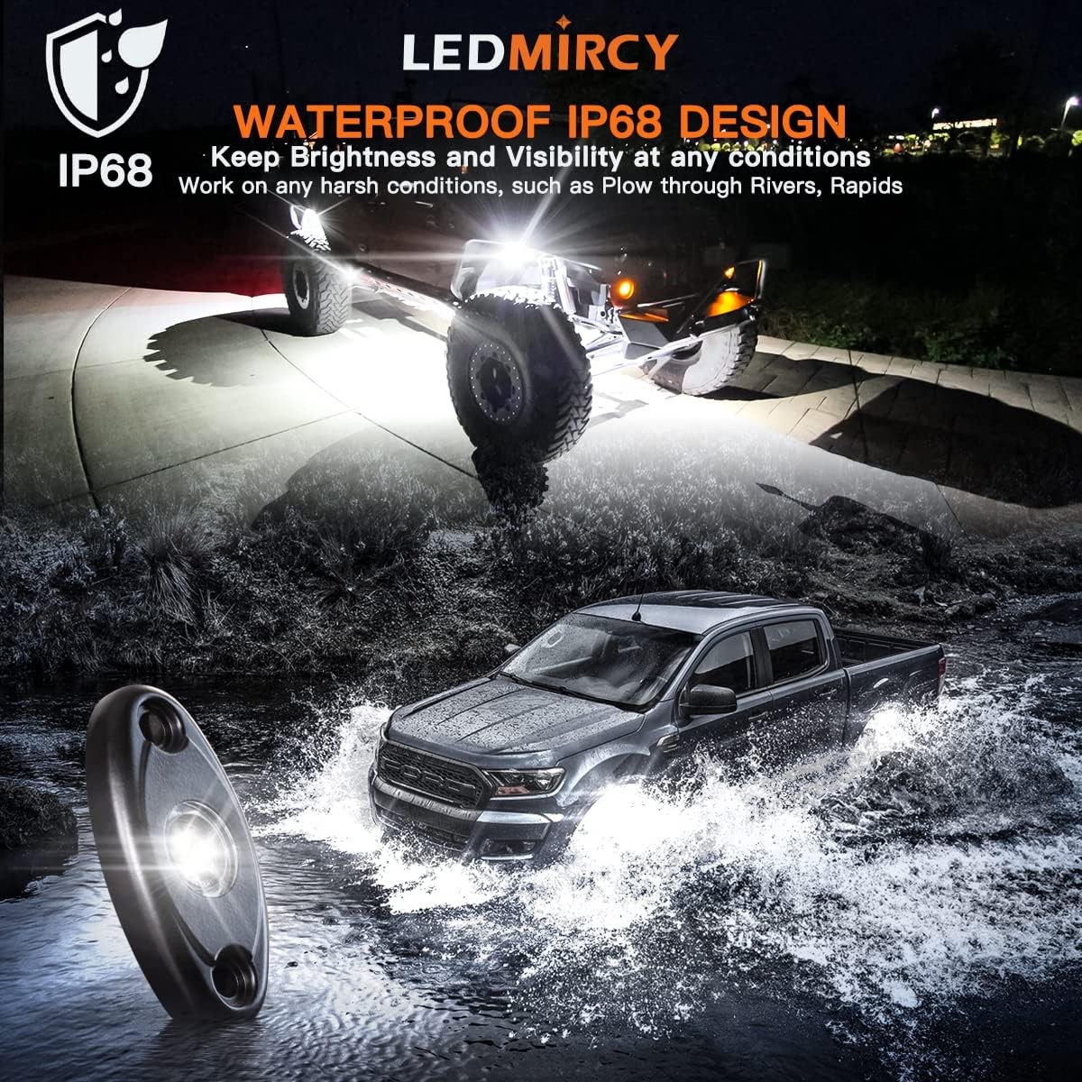 R1 Pure White Rock Lights 40PCS High Power