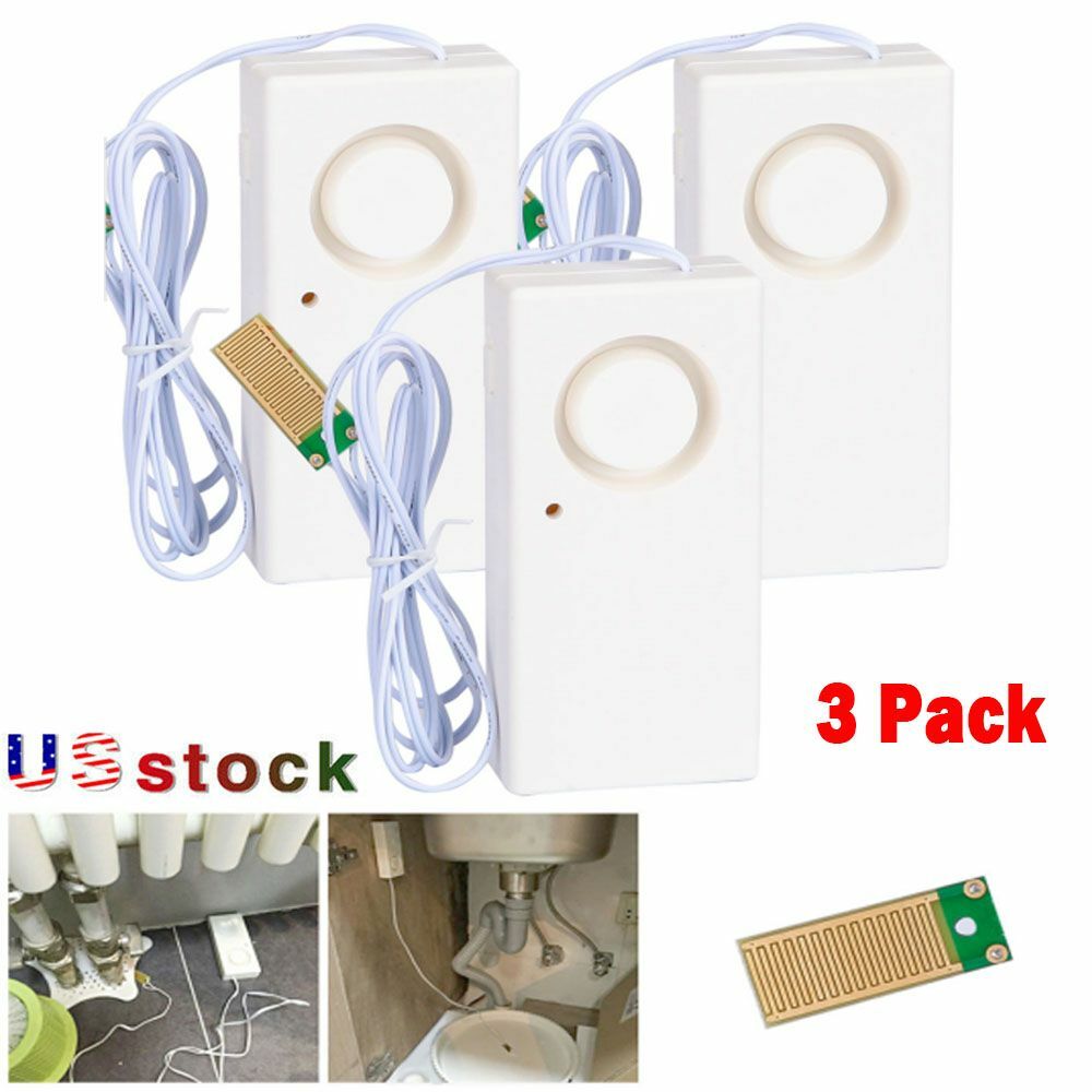 3x Water Leak Sensor Flood Leakage Level Alarm Overflow Detector Security Alert