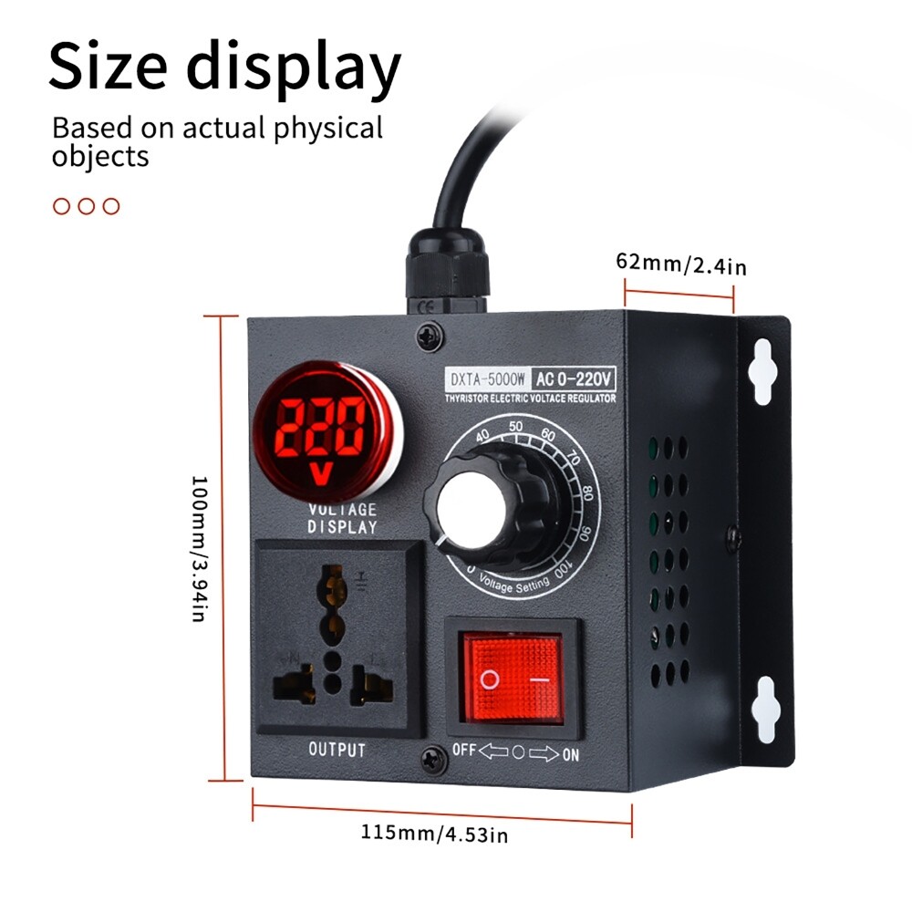 Stepless Voltage Regulator AC 220V 5000W Variable Voltage Speed Controller