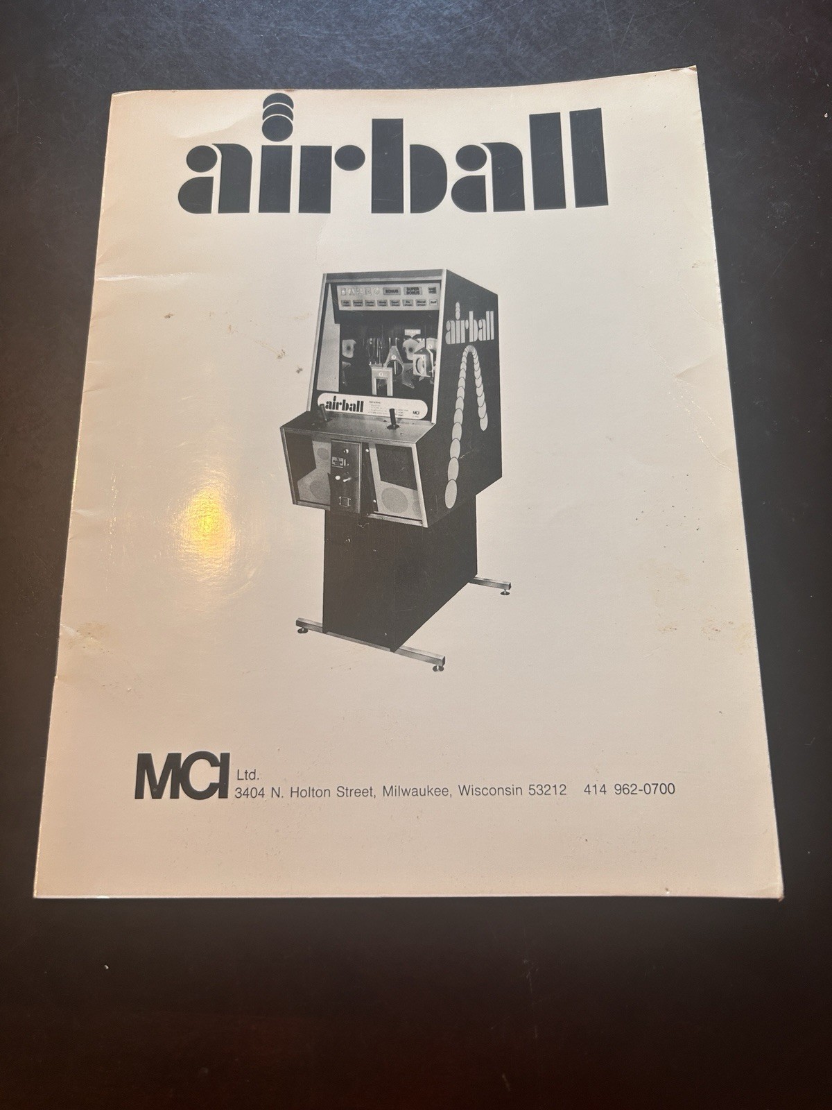 Mci Airball 1971 Arcade Manual And Parts List Original