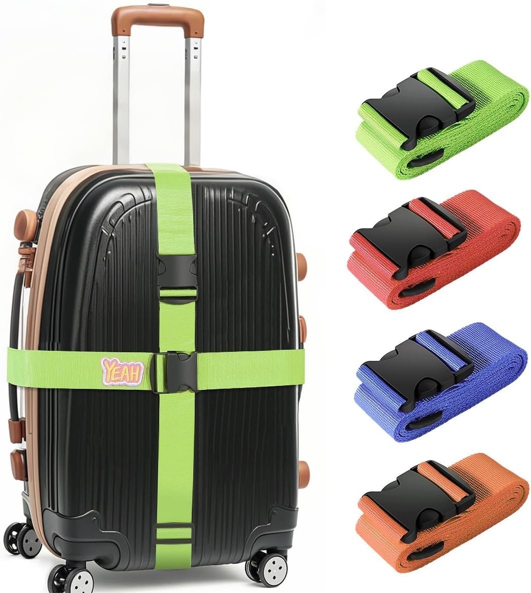 Luggage Straps for Suitcases 4 Pack Multi-Color Travel Essentials Luggage Straps