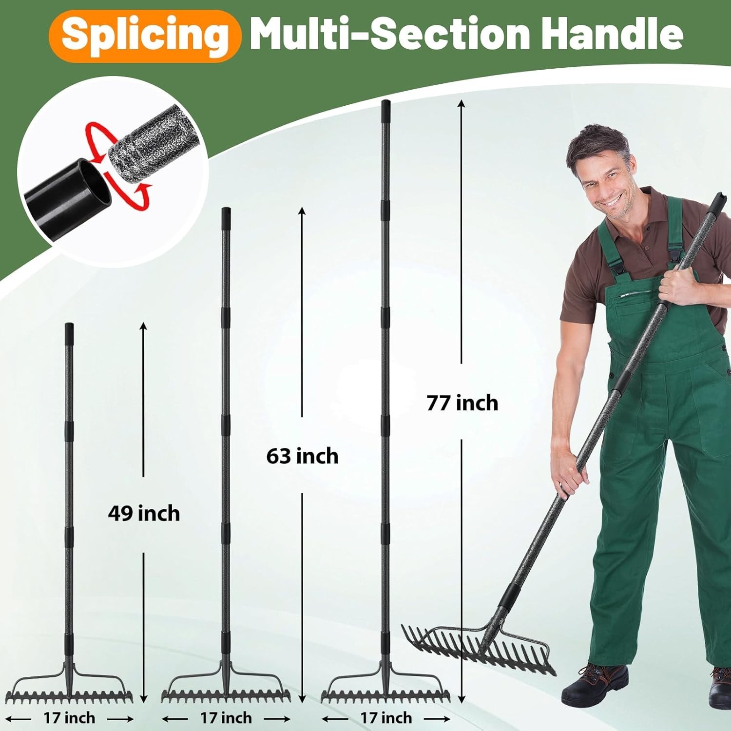 Garden Rake for Leaves, Grass, Weeding
