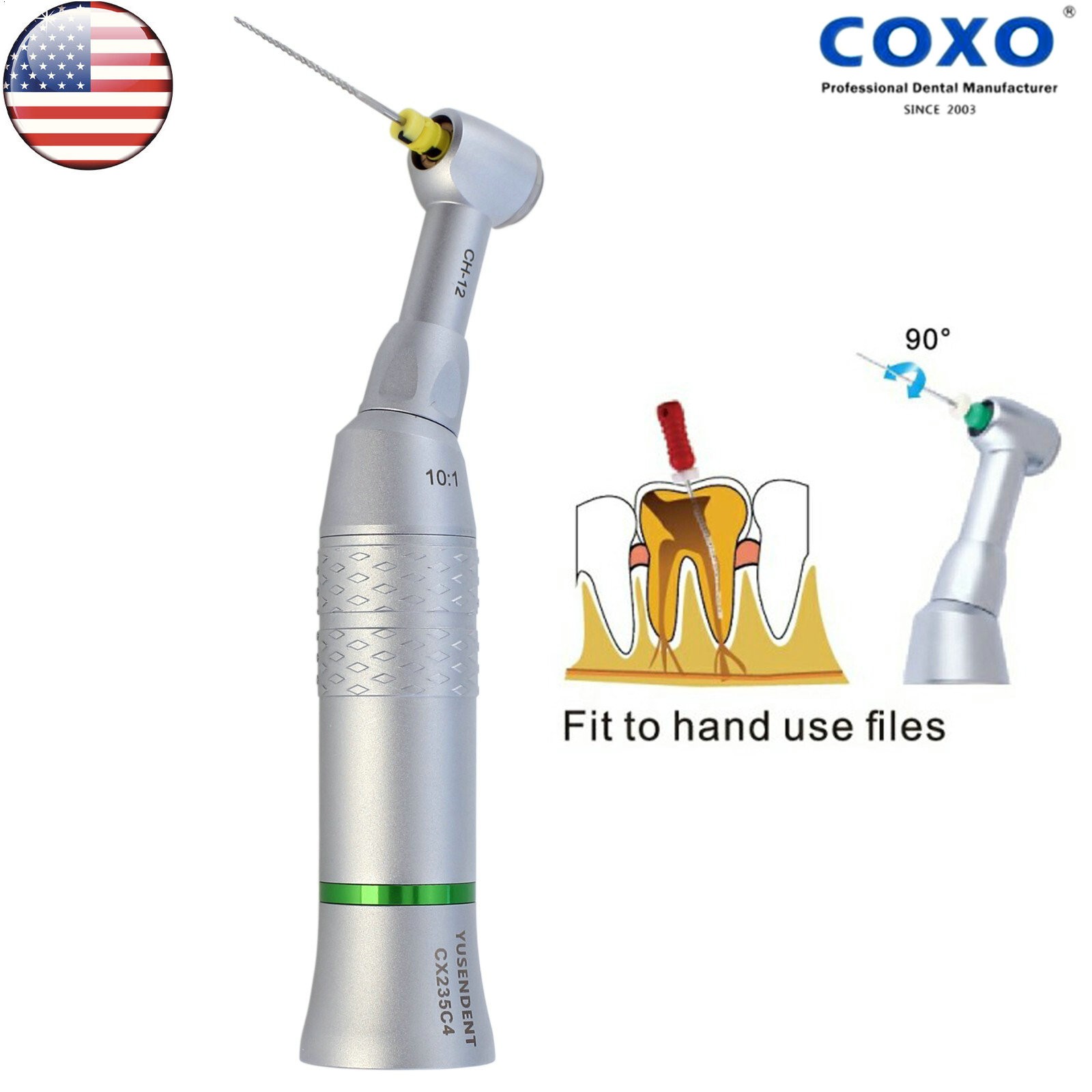 COXO Dental Endo Reciprocating Handpiece 10:1 Contra Angle Endodontic 90° M4 NSK
