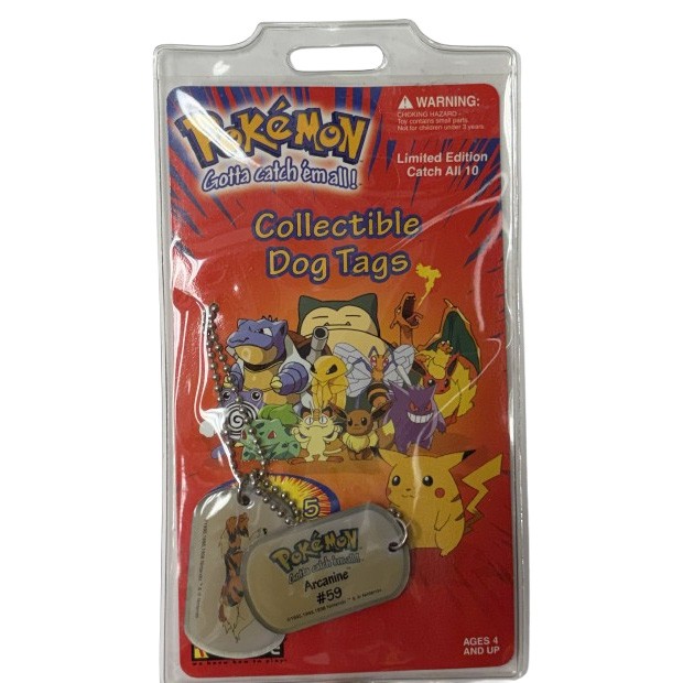 Pokemon Toys - Vintage 1999 Collectible Dog Tags - ARCANINE #59