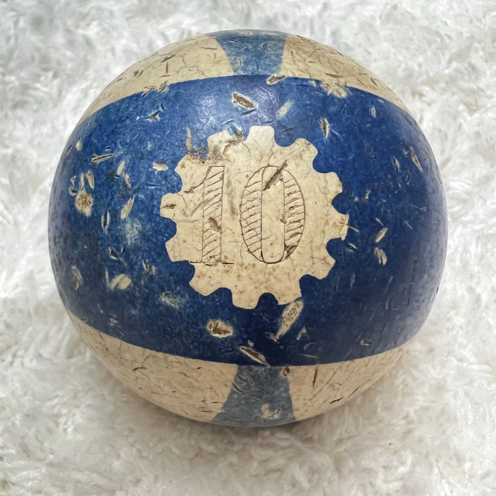 Rare Vintage 2 1/4" Clay Pool Ball, Burt Double Stripe 10 Ball