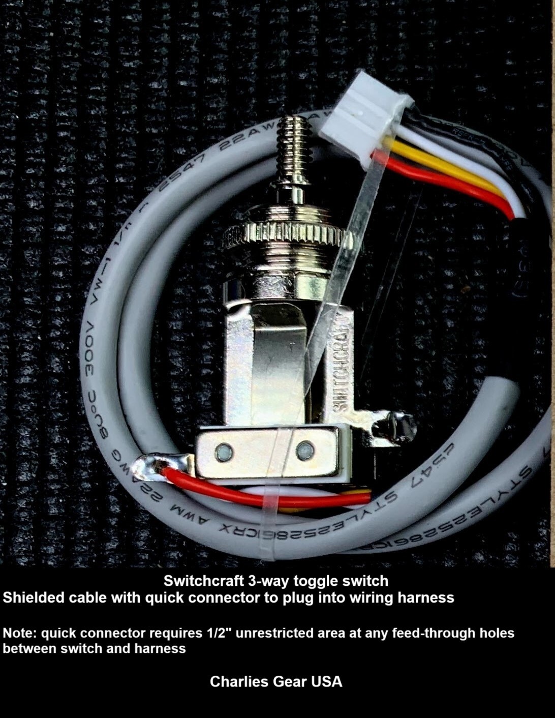CUSTOM ORDER Switchcraft 3-way switch with shielded cable + (Connector removed)