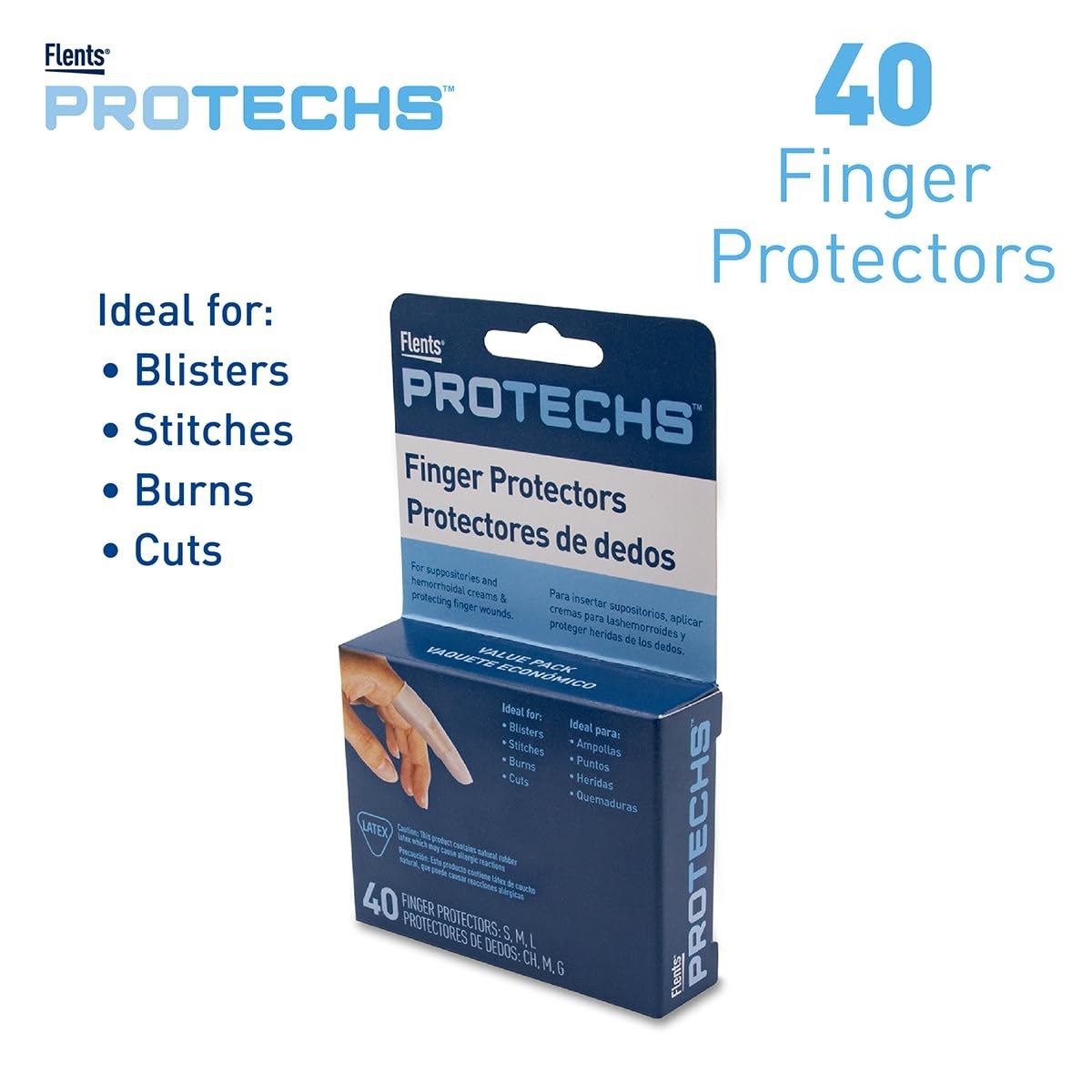 Durable Rubber Finger Cots & Toe Protectors for Cuts and Burns - 40 Count