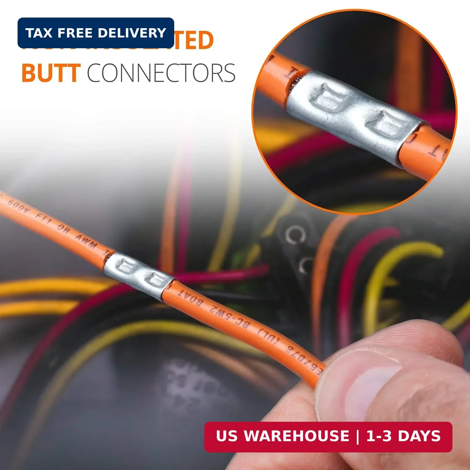 Wirefy 200 PCS Non Insulated Butt Connectors Kit - Butt Splice Connectors - Unin