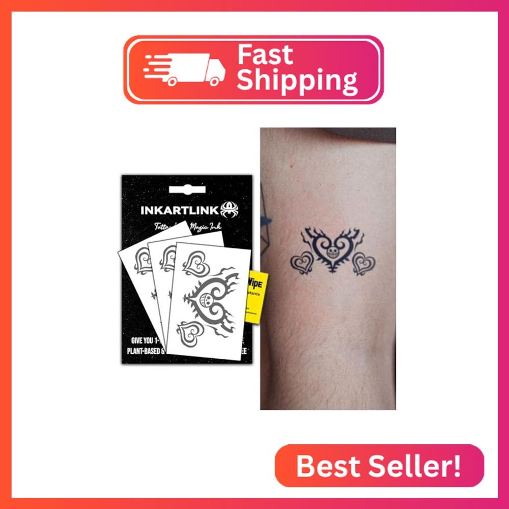 INKARTLINK 3 Pcs Heart Totem Temporary Tattoos, Realistic Waterproof