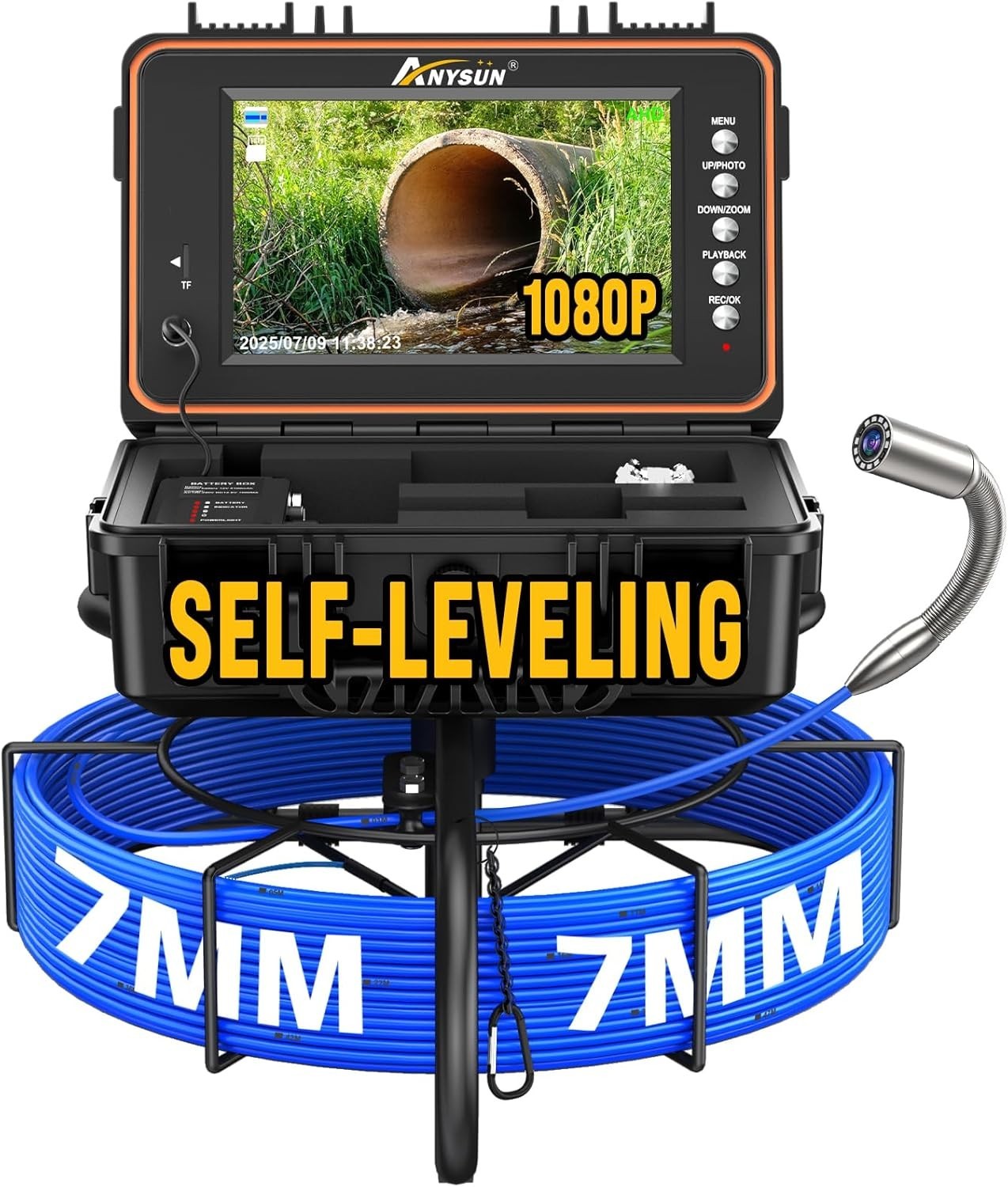 Sewer Camera 9'' IPS Screen 100ft 7mm Cable Drain Pipe Inspection Camera 5100mAh