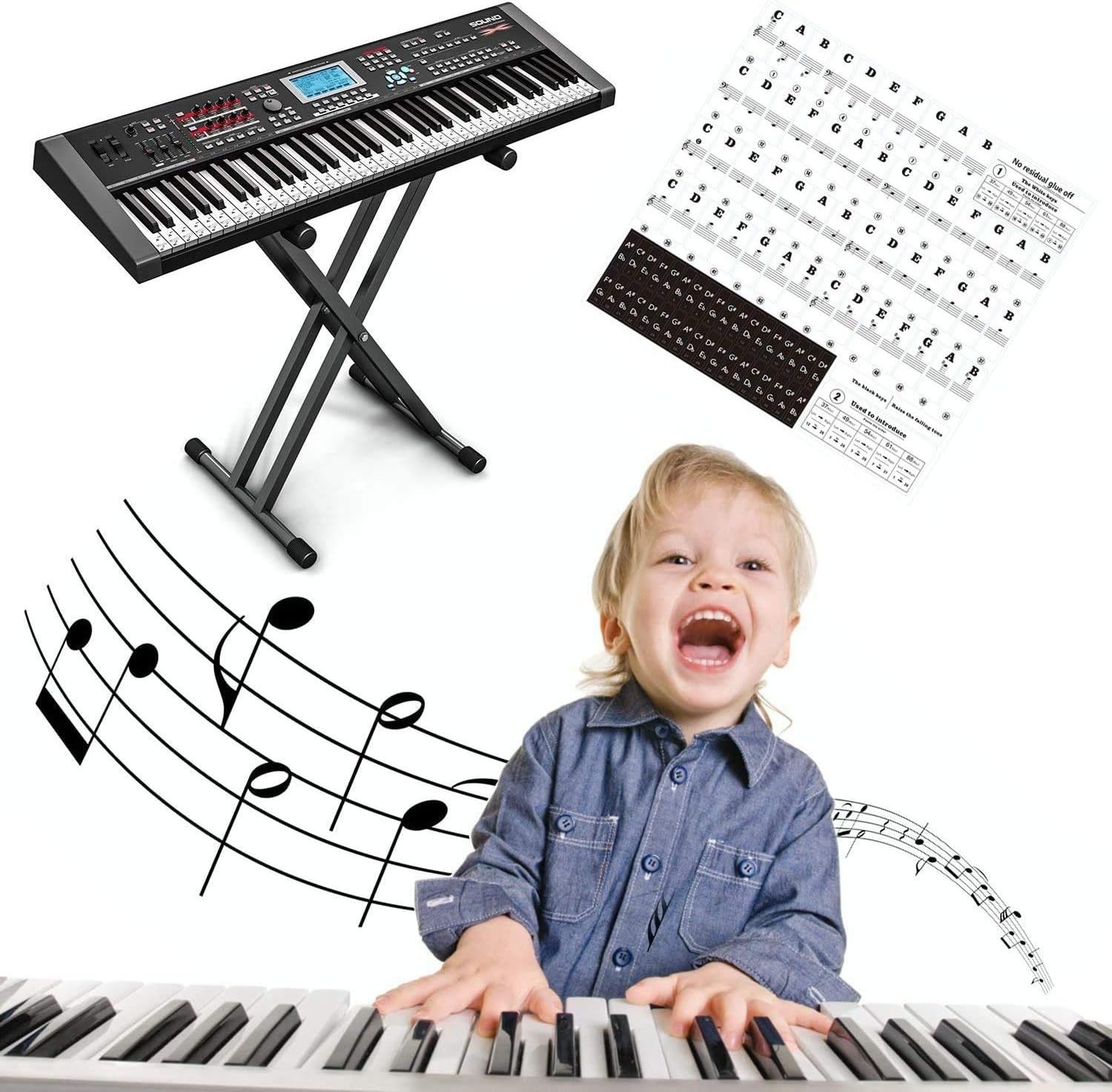 High-Quality Piano Note Stickers for 88 Keys - Perfect Learning Aid for All Ages