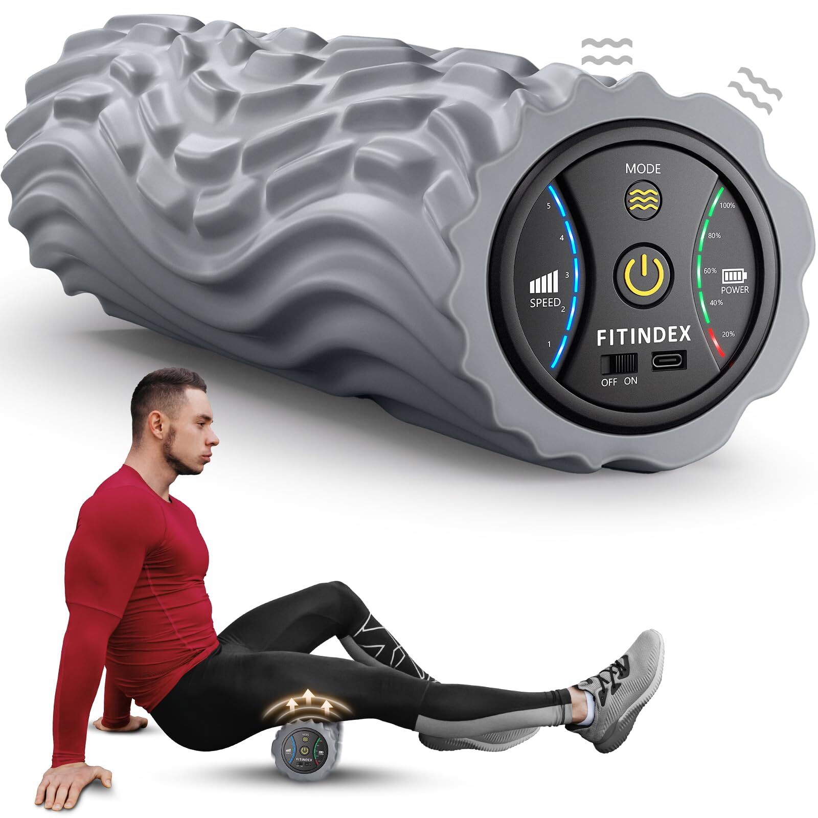 Vibrating Foam Roller for Back Pain 5-Speed Rechargeable for Deep Tissue Massage