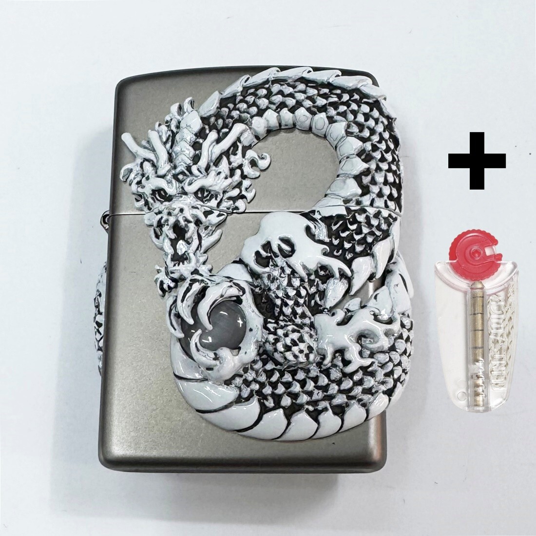 Zippo Lighter White Dragon Genuine Windproof Engraved Korea Limited Edition
