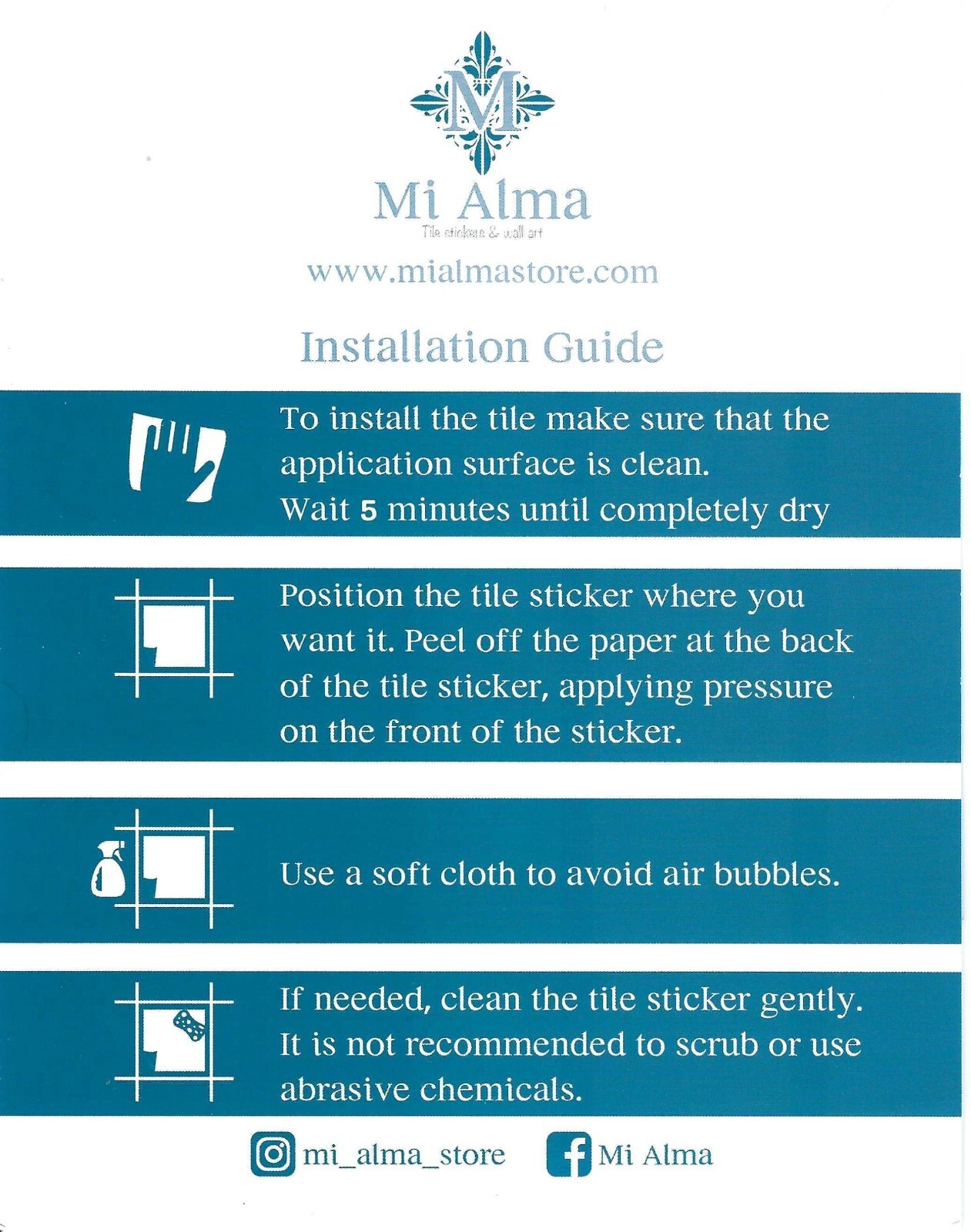 Mi Alma Orange and Blue 6" x 6" easy to Install tile stickers