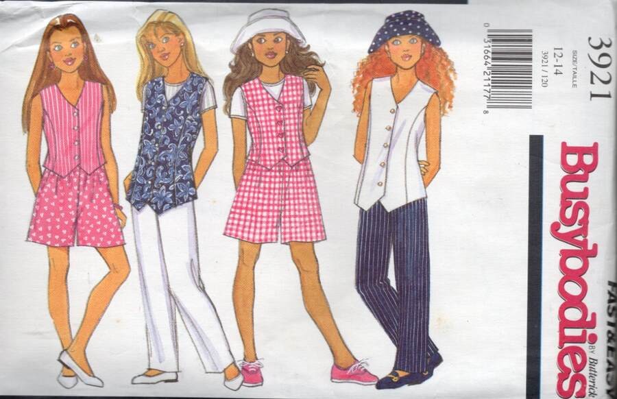 3921 BUTTERICK EASY GIRLS VEST, TOP & MORE SZ 12-14