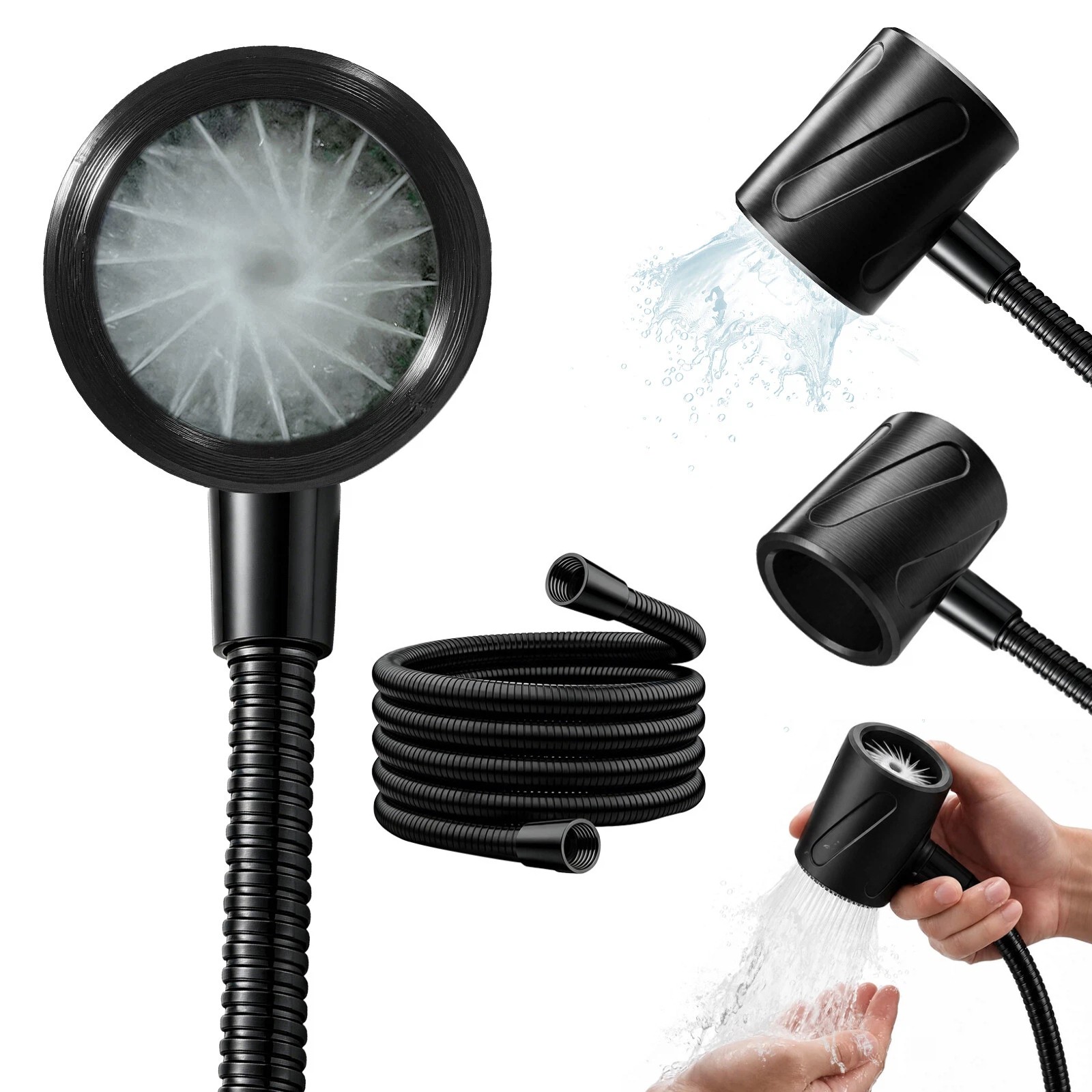 High Pressure Men's Shower Head with Hose, Coarse Hole Easy Install Handheld