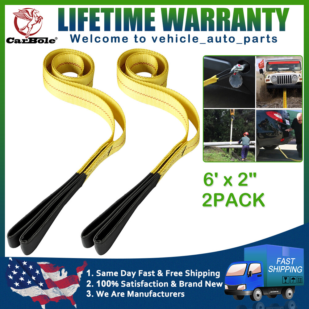 2 PACK 6'x2" Heavy Duty Nylon Web Sling Lift Tow Strap Lifting Hoist 9000LBS Max