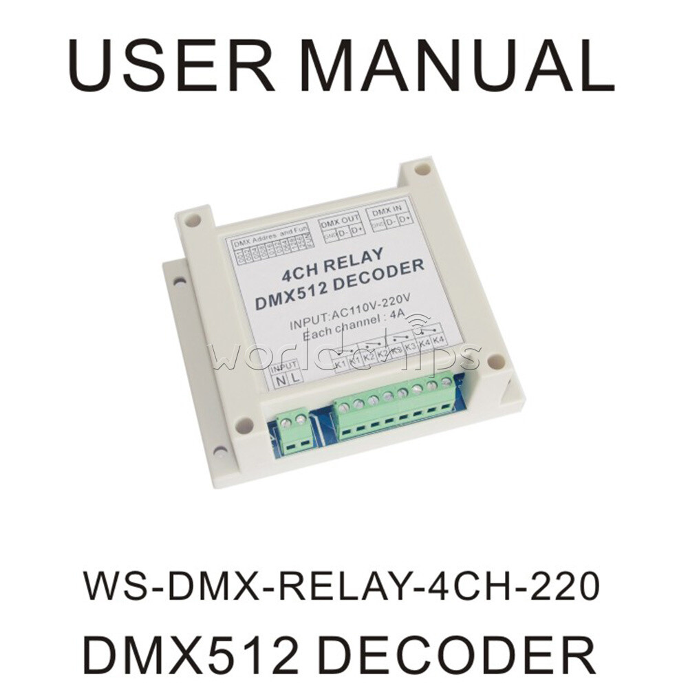 AC110-220V 4Channel DMX512 Relay Switch DMX Relay Controller + Case For Lamp